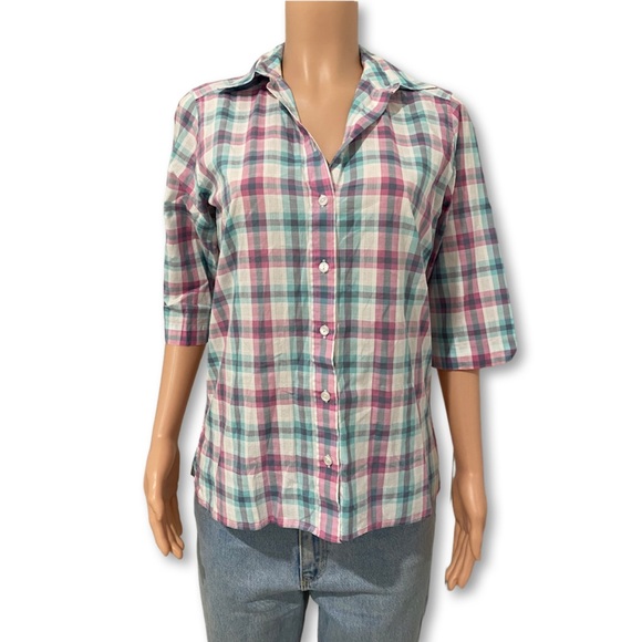 JAMES MEADE Pastel Plaid Button UpShirt - Retro Country Style - Size 10 - Picture 2 of 6
